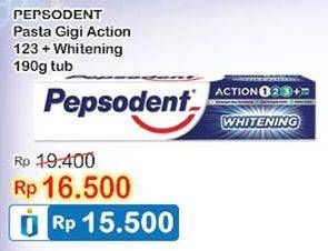 Promo Harga PEPSODENT Pasta Gigi Action 123 Whitening 190 gr - Indomaret