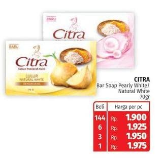 Promo Harga CITRA Bar Soap Lulur Natural White Bengkoang, Pearly White 70 gr - Lotte Grosir
