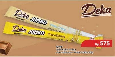 Promo Harga DUA KELINCI Deka Wafer Roll Jumbo Choco Banana, Jumbo White Coffee 16 gr - TIP TOP