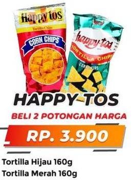 Promo Harga HAPPY TOS Tortilla Chips Hijau, Merah 160 gr - Yogya
