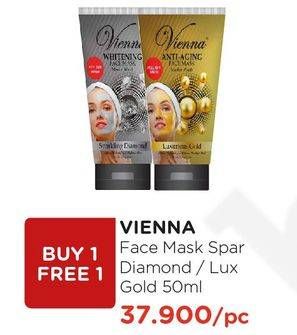 Promo Harga VIENNA Face Mask Whitening Sparkling Diamond, Anti Aging Luxurious Gold 50 ml - Watsons
