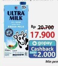 Promo Harga Ultra Milk Susu UHT Coklat, Full Cream 1000 ml - Alfamart