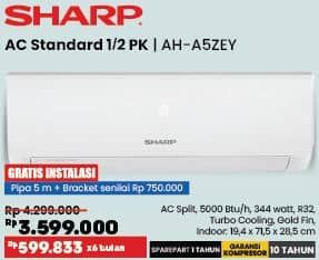 Promo Harga Sharp AH-A5ZEY | AC Standard 1/2PK  - COURTS