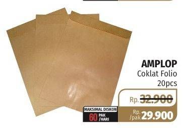 Promo Harga Amplop Coklat Folio per 20 pcs - Lotte Grosir