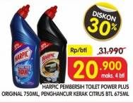Promo Harga HARPIC Pembersih Toilet Power Plus Original 750 mL, Penghacur Kerak Citrus 675 mL  - Superindo