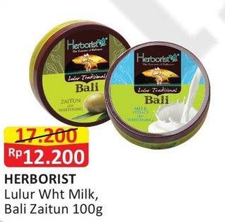 Promo Harga HERBORIST Lulur Tradisional Bali White Milk, Bali Zaitun 100 gr - Alfamart