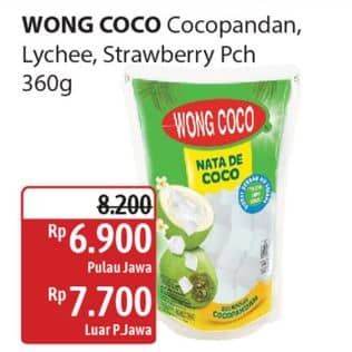 Promo Harga Wong Coco Nata De Coco Cocopandan, Lychee, Strawberry 360 gr - Alfamidi