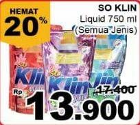 Promo Harga SO KLIN Liquid Detergent All Variants 750 ml - Giant