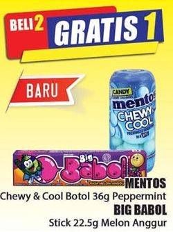 Promo Harga MENTOS Gum Chewy & Cool 36gr/BIG BABOL Stick 22gr  - Hari Hari