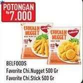 Promo Harga BELFOODS Nugget Chicken Nugget, Chicken Nugget Stick 500 gr - Hypermart