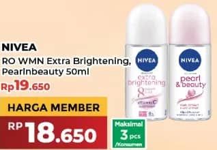 Promo Harga Nivea Deo Roll On Extra Whitening, Pearl Beauty 50 ml - Yogya