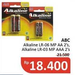 Promo Harga ABC Battery Alkaline LR03/AAA, LR6/AA 2 pcs - Alfamidi