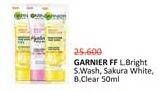 Promo Harga garnier Facial Foam Lightening Bright/Sakura White/Brightening Clear  - Alfamidi