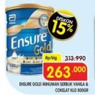 Promo Harga Ensure Gold Wheat Gandum Vanilla, Coklat 850 gr - Superindo