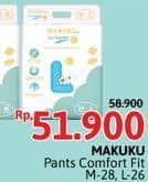 Promo Harga Makuku Comfort Fit Diapers Pants M28, L26 26 pcs - Alfamidi