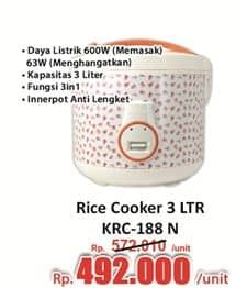 Promo Harga Kirin Rice Cooker KRC 188 N  - Hari Hari
