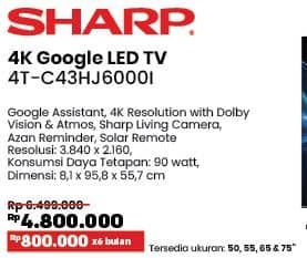 Promo Harga Sharp 4T-C43HJ6000I Google LED TV  - COURTS