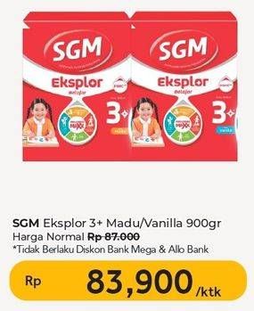 Promo Harga SGM Eksplor 3+ Susu Pertumbuhan Madu, Vanila 900 gr - Carrefour