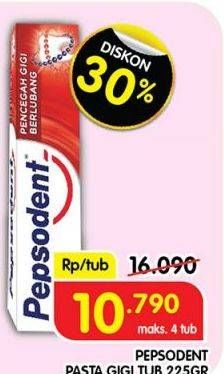 Promo Harga Pepsodent Pasta Gigi Pencegah Gigi Berlubang 225 gr - Superindo