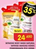 Promo Harga Betadine Natural Defense Body Wash Manuka Honey Moisturising Aloe Vera 400 ml - Superindo