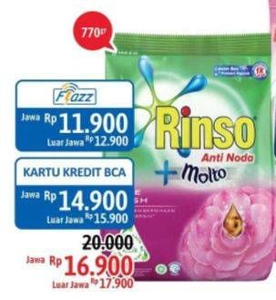 Promo Harga RINSO Molto Detergent Bubuk 770 gr - Alfamidi