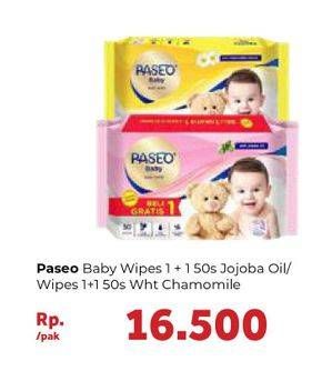 Promo Harga PASEO Baby Wipes With Jojoba Oil, With Chamomile Extract 50 sheet - Carrefour