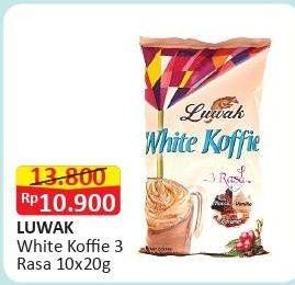 Promo Harga Luwak White Koffie 3 Rasa per 10 sachet 20 gr - Alfamart