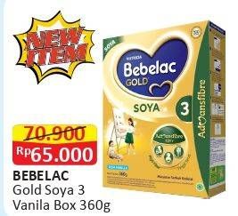 Promo Harga BEBELAC 3 Gold Soya Susu Pertumbuhan Vanila 360 gr - Alfamart