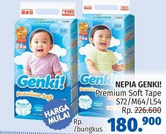 Promo Harga NEPIA GENKI Premium Soft Tape S72, M64, L54  - LotteMart