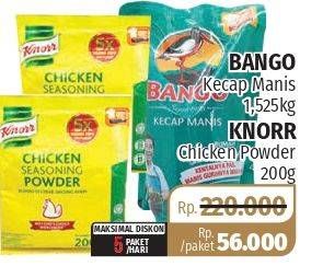 Promo Harga BANGO Kecap Manis 1500ml + KNORR Chicken Powder 200gr  - Lotte Grosir