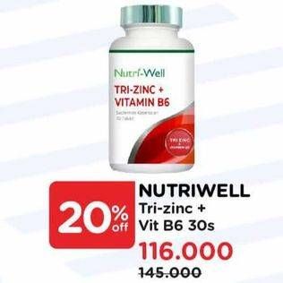 Promo Harga Nutriwell Tri-Zinc + Vit B6 30 pcs - Watsons