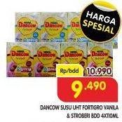 Promo Harga DANCOW Fortigro UHT Stroberi, Vanilla 110 ml - Superindo