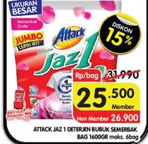 Promo Harga Attack Jaz1 Detergent Powder Semerbak Cinta 1700 gr - Superindo