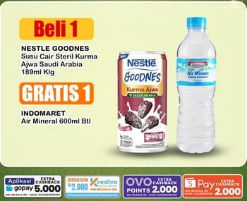 Promo Harga Nestle Goodnes UHT Kurma Ajwa Saudi Arabia 189 ml - Indomaret