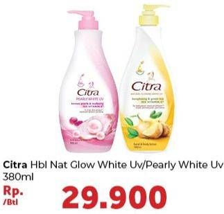 Promo Harga CITRA Hand & Body Lotion Natural Glowing White, Pearly White UV 380 ml - Carrefour