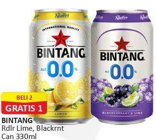 Promo Harga BINTANG Zero Blackcurrant Lime, Radler 330 ml - Alfamart