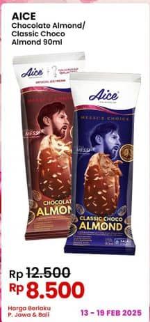 Promo Harga Aice Ice Cream Chocolate Almond, Classic Choco Almond 90 gr - Indomaret