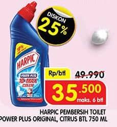 Promo Harga Harpic Pembersih Kloset Power Plus Original, Power Plus Citrus 750 ml - Superindo