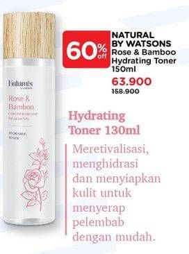Promo Harga Naturals By Watsons Rose Bamboo Hydrating Toner 150 ml - Watsons