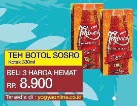 Promo Harga SOSRO Teh Botol per 3 pcs 330 ml - Yogya
