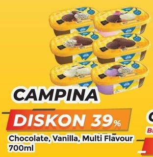 Promo Harga CAMPINA Ice Cream Chocolate, Vanilla 700 ml - Yogya