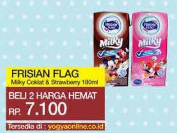 Promo Harga FRISIAN FLAG Susu UHT Milky Chocolate, Strawberry 180 ml - Yogya