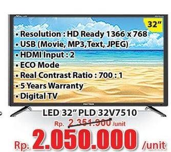 Promo Harga POLYTRON PLD 32V7510 | LED TV Dignity 32"  - Hari Hari