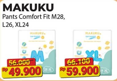 Promo Harga Makuku Comfort Fit Diapers Pants L26, M28 26 pcs - Alfamart