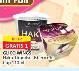 Promo Harga GLICO Haku Tiramisu Cup, Blueberry Cheesecake Cup 110 ml - Alfamart