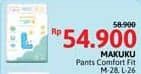 Promo Harga Makuku Comfort Fit Diapers Pants M28, L26 26 pcs - Alfamidi