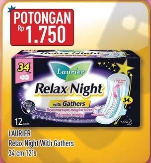 Promo Harga Laurier Relax Night Gathers 34cm 12 pcs - Hypermart