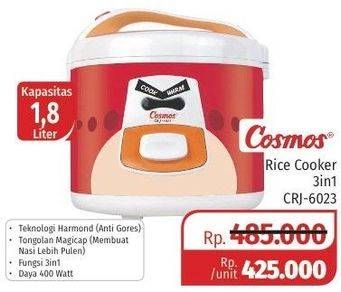 Promo Harga COSMOS CRJ-6023 | Rice Cooker 1,8ltr  - Lotte Grosir