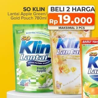 Promo Harga So Klin Pembersih Lantai Hijau Fruity Apple, Moment Gold 780 ml - Yogya