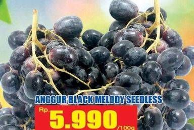 Promo Harga Anggur Black Seedless Melody per 100 gr - Hari Hari
